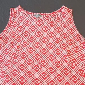 Pink and white geometric print sleeveless maxi dress